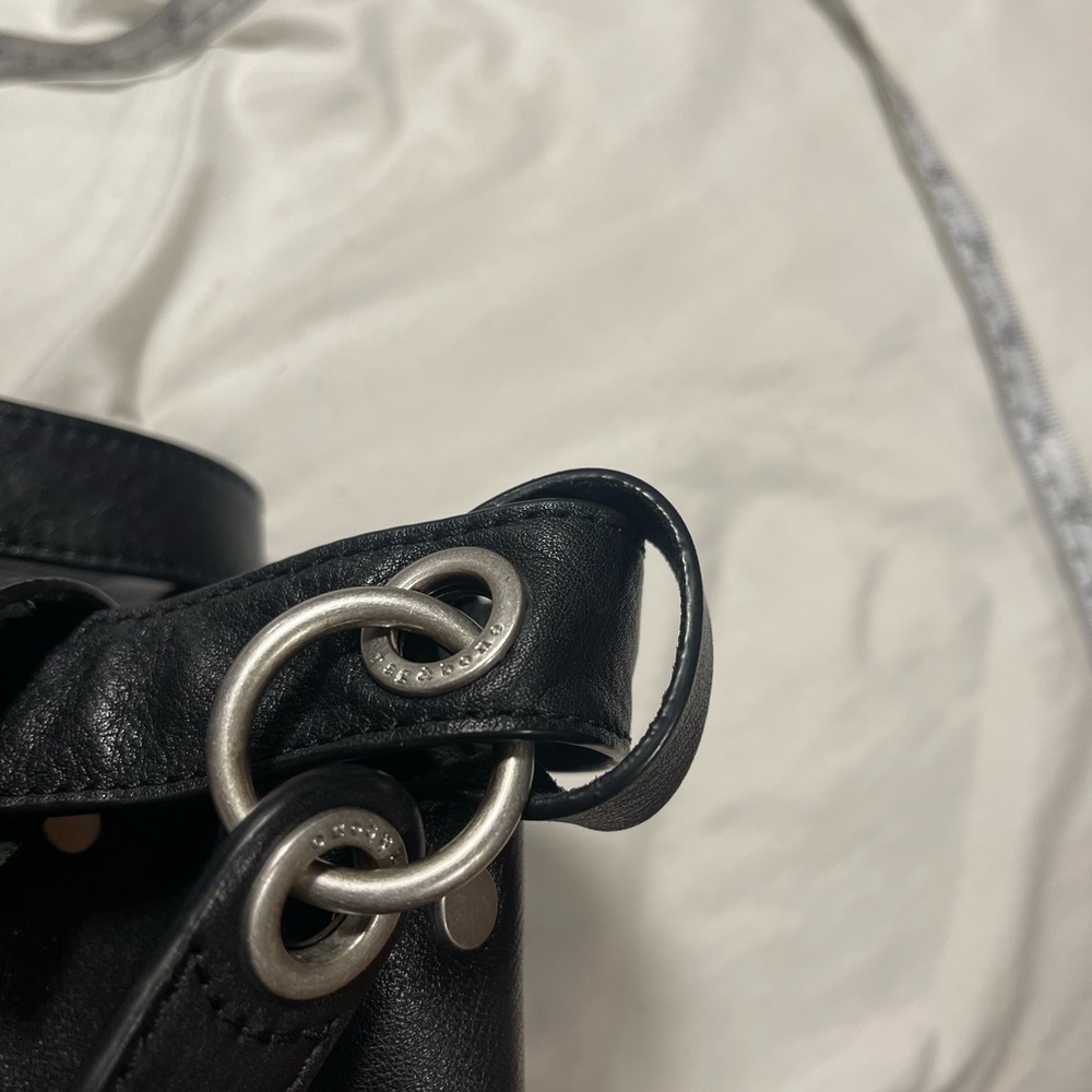 Rag & bone"Studded Pebbled Leather Bucket Bag Black - Picture 8 of 16